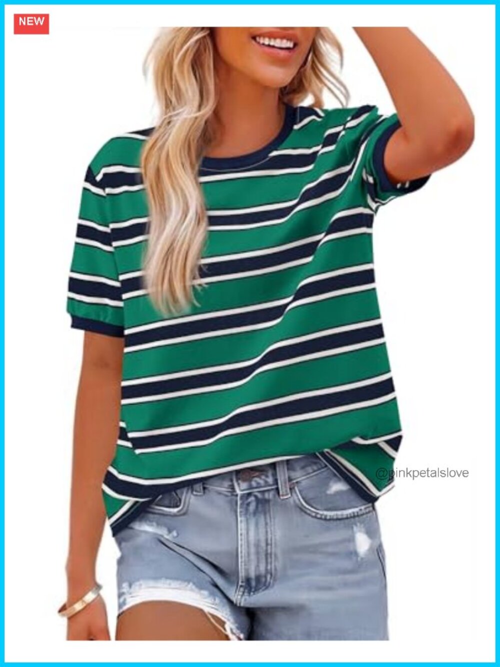 Women's Striped Crew Neck Short Sleeve T-Shirt